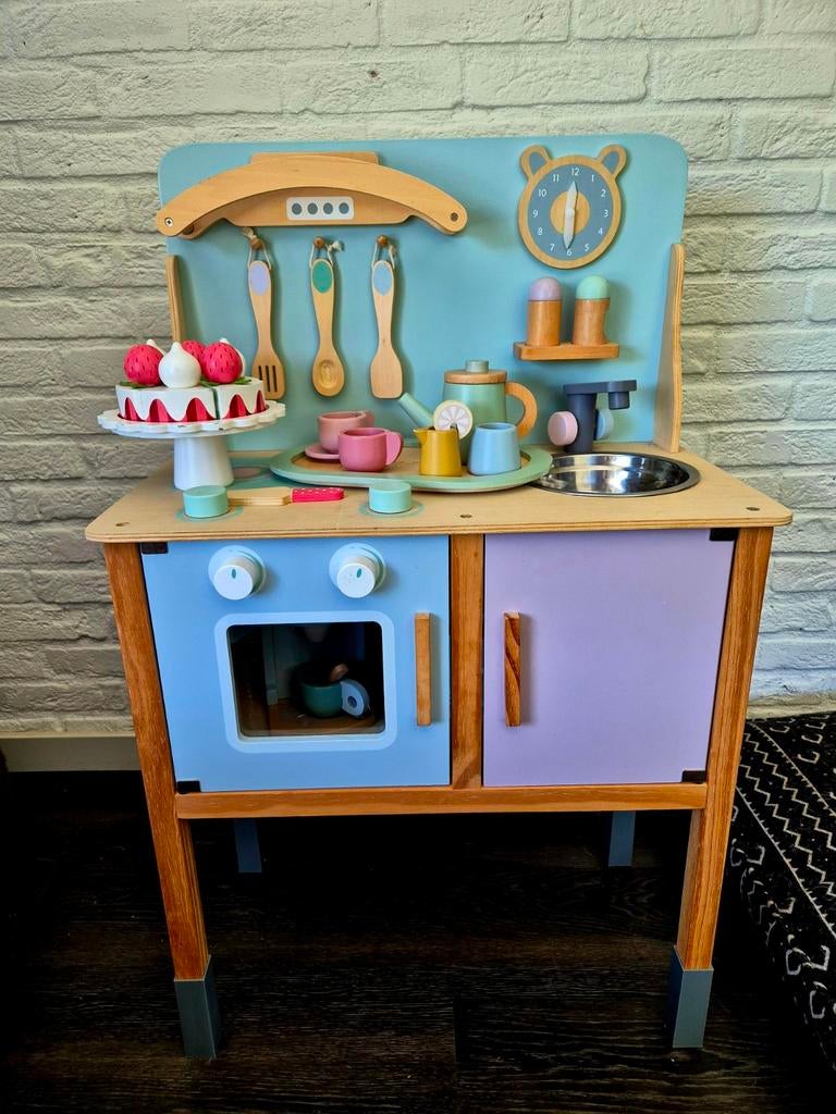 Zeer compleet speelkeukentje pasteltinten, Ophalen, Gebruikt, Hout, Speelkeuken