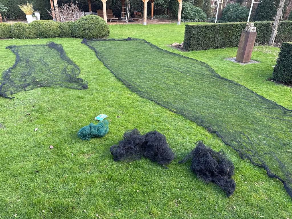 Vogelnetten diverse maten, grootste 20m x 4.5m, Ophalen, Gebruikt