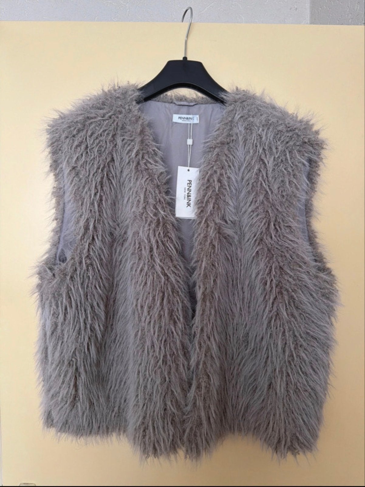 PENN&INK Grijze Faux Fur Gilet - Maat L, Kleding | Dames, Ophalen of Verzenden, Zo goed als nieuw, Maat 38/40 (M), Grijs