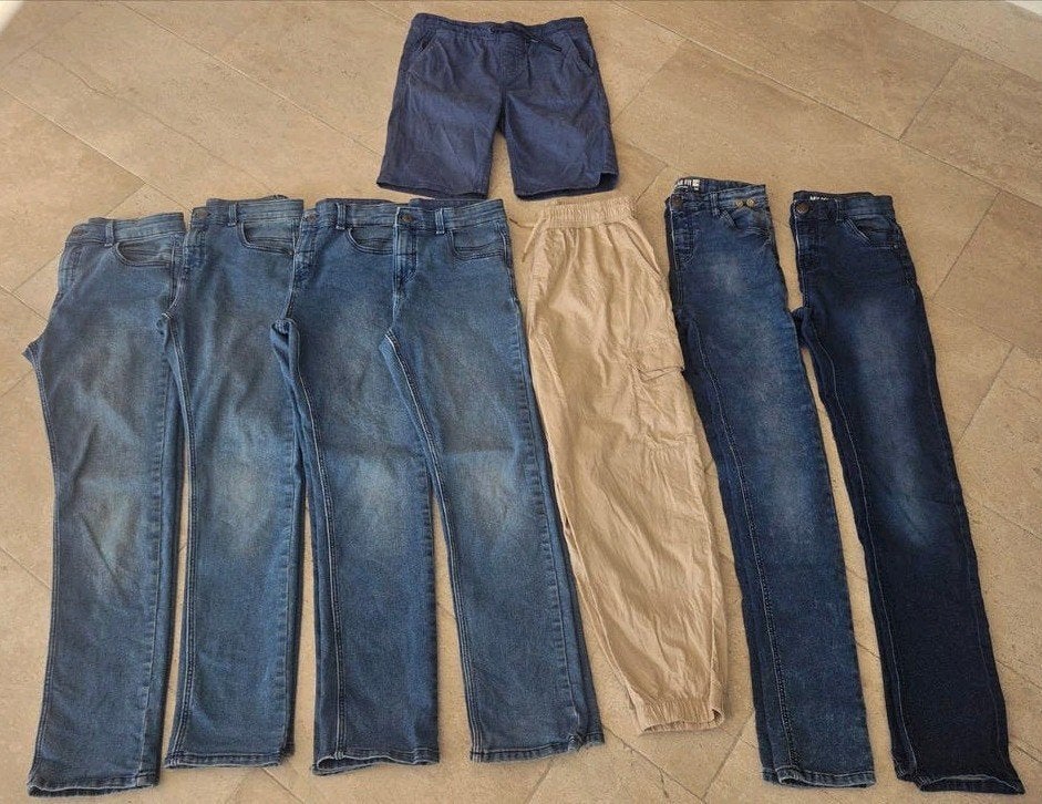 Hema Spijkerbroeken (8 stuks)  kledingpakket jongen 152, Ophalen of Verzenden, Zo goed als nieuw, Maat 152