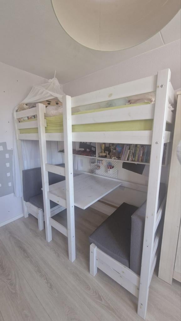 Hoogslaper (stapelbed)met zitje,bureau, om te bouwen tot bed, Ophalen, Gebruikt, Eenpersoons, 210 cm