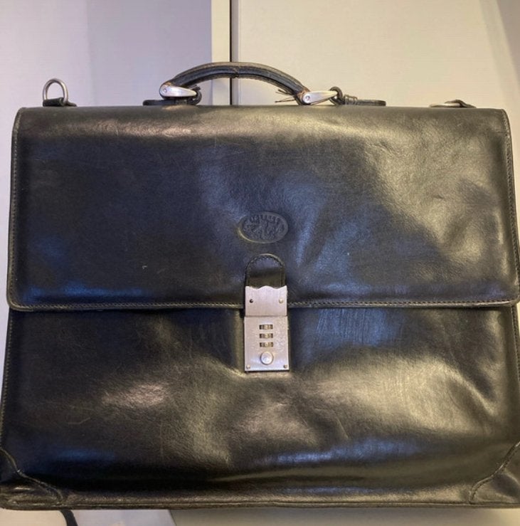 Vintage Kalfsleren aktetas L A P A Florence, Computers en Software, Gebruikt, Verzenden, Cijferslot, Aktetas