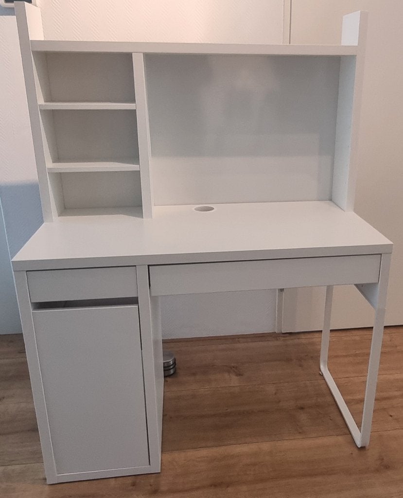 Bureau Micke IKEA wit met opbouw, Ophalen, 105 cm, Gebruikt, Opzetstuk