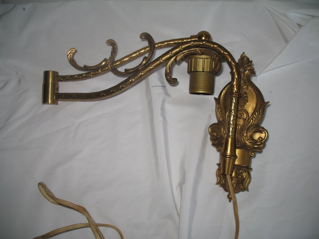 Art nouveau Swingarm Wandlamp Koper/messing Vintage, Ophalen