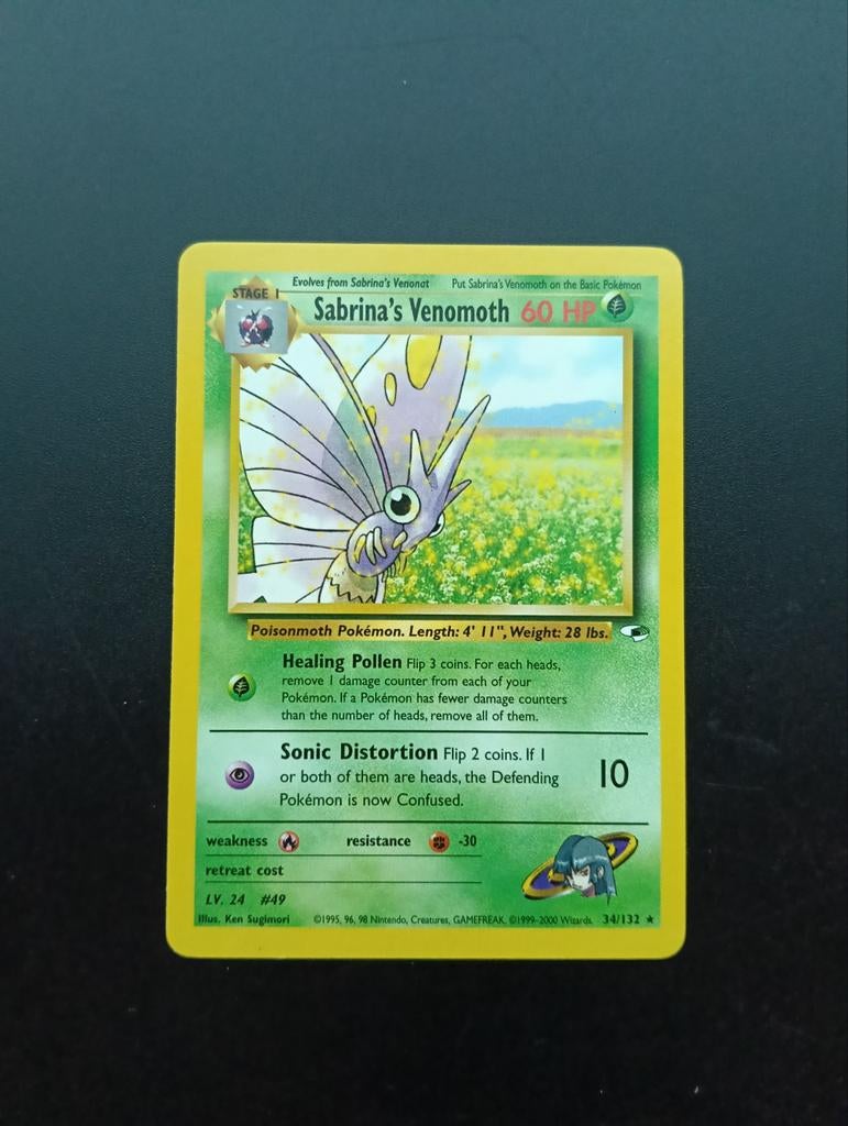 Sabrina's Venomoth Pokémon Kaart (34/132) Gym Challenge, Ophalen of Verzenden, Gebruikt, Losse kaart