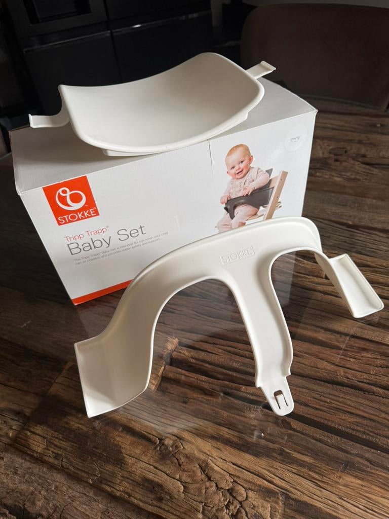 Stokke babyset wit, Tripp Trapp stoel, Kinderen en Baby's, Kinderstoelen, Gebruikt, Meegroeistoel, Ophalen of Verzenden