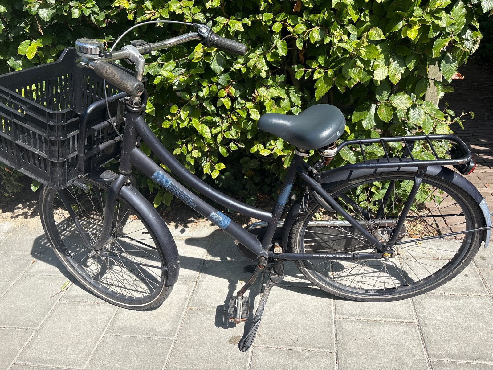 Donkerblauwe Cortinafiets met mand 3 versnellingen 26 inch, Terugtraprem, Gebruikt, Versnellingen, Ophalen