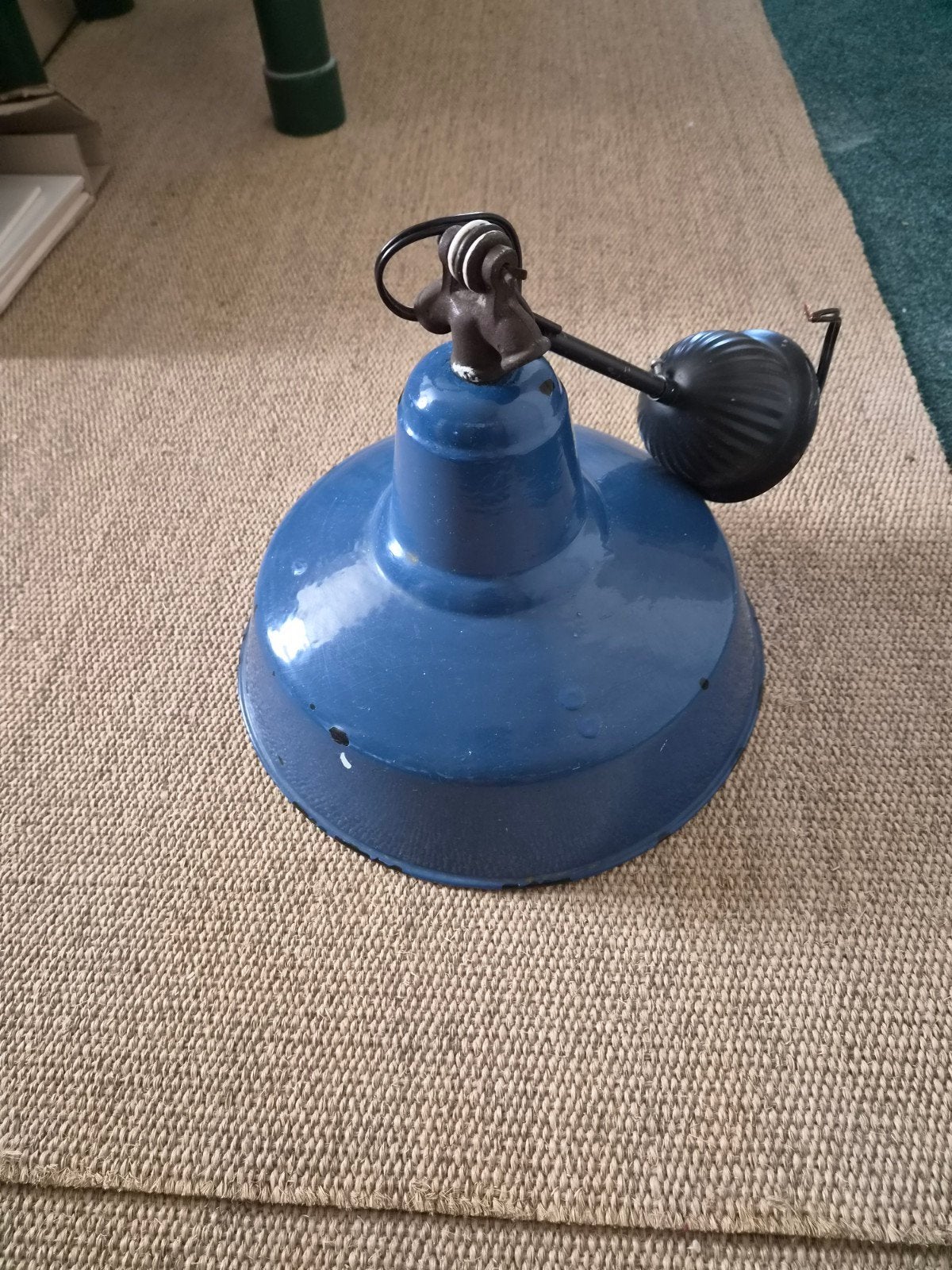 Vintage blauwe emaille industriële lamp, Ophalen