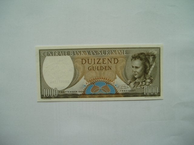 1982. Suriname, 1.000 gulden 1963 UNC Woman., Verzenden, Zuid-Amerika, Los biljet