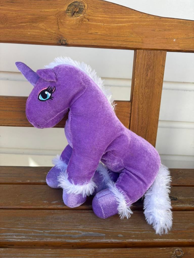 Eenhoorn / unicorn knuffel paars wit | 35 cm, Ophalen of Verzenden, Zo goed als nieuw