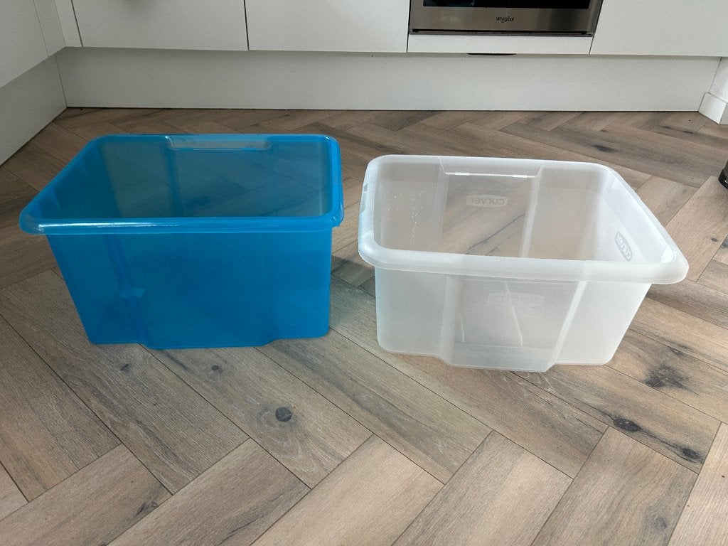 2x Opbergboxen - Blauw & Transparant - Kunststof, Ophalen, Meerkleurig, Overige stijlen, Kunststof