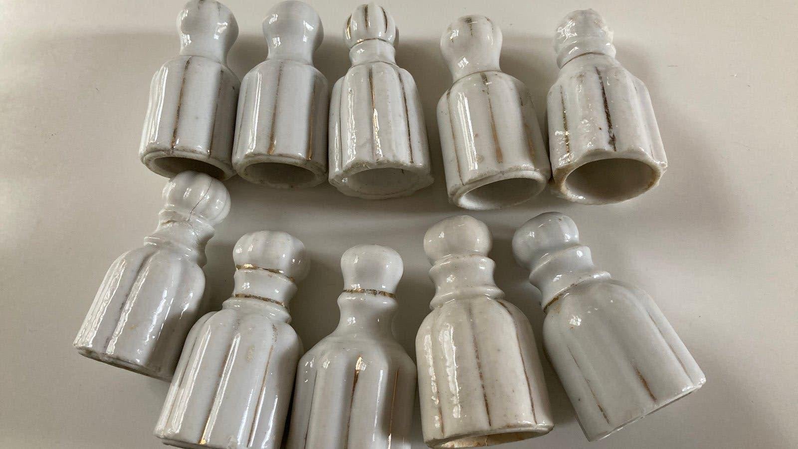 Oude 10 Gordijnen Lichtkoordknopje's Porselein Koord PPSTK!!, Antiek en Kunst, Curiosa en Brocante, Ophalen