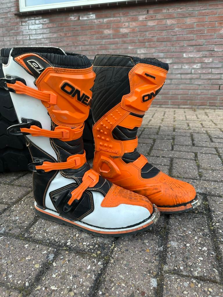 O'Neal Motocross Laarzen - Oranje/Wit/Zwart, Motoren, Ophalen of Verzenden, Tweedehands, Heren, Laarzen