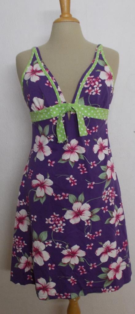 Paarse bloemen print jurk/strandjurk van Cyell! M, Maat 38/40 (M), Verzenden, Paars, Gedragen