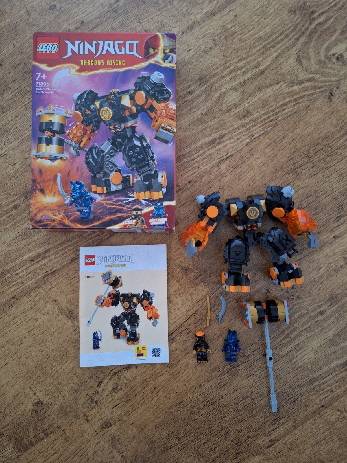 Lego Ninjago Cole's Elemental Earth Mech, Lego, Ophalen of Verzenden, Zo goed als nieuw, Inclusief instructies