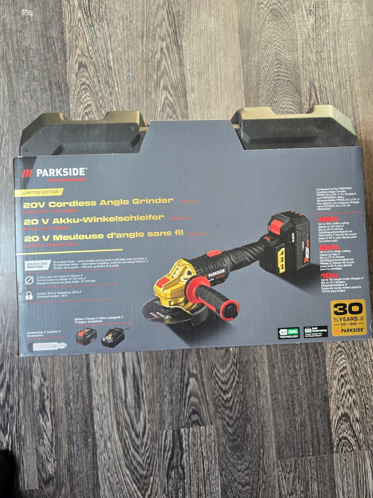 Parkside Performance 20V Accu-Haakse Slijper-Limited Edition, Ophalen, Nieuw, Minder dan 700 watt, Haakse handslijpmachine