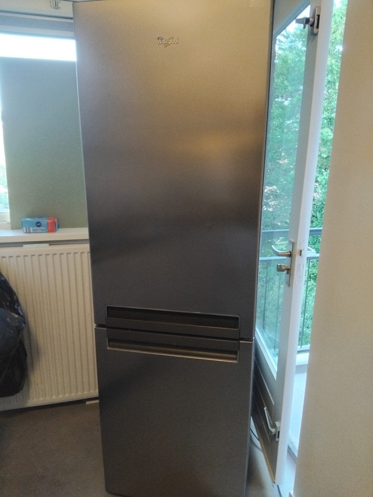 Whirlpool Koelkast met Vriezer - RVS Look, Witgoed en Apparatuur, Gebruikt, 200 liter of meer, 60 cm of meer, Met aparte vriezer