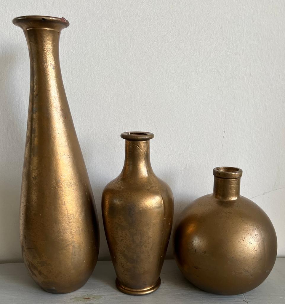 3 vazen goud/brons (zwaar!), Ophalen, Zo goed als nieuw, Overige kleuren, Overige materialen