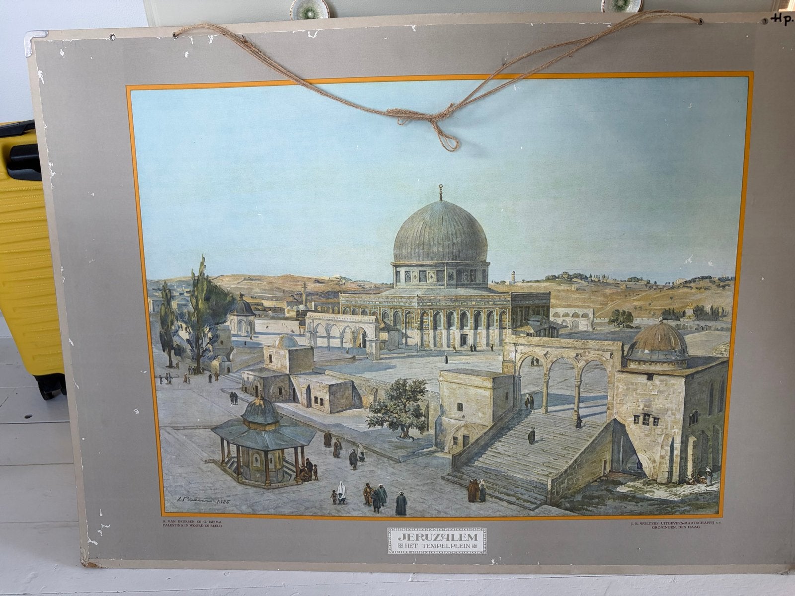 Antieke Schoolplaat Jeruzalem, Antiek en Kunst, Ophalen, Stad- en Dorpsgezichten