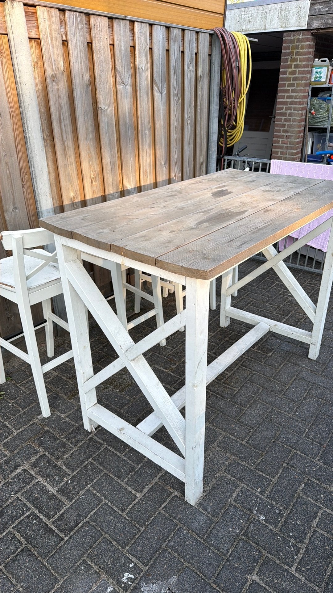 Statafel met 4 bijpassende stoelen, Ophalen, Gebruikt