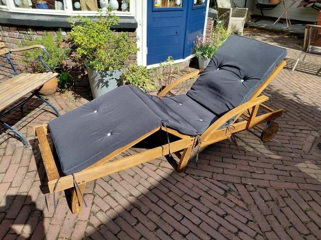 luxe inklapbare ligstoel (set), Tuin en Terras, Ligbedden, Ophalen, Zo goed als nieuw, Teakhout, Inklapbaar