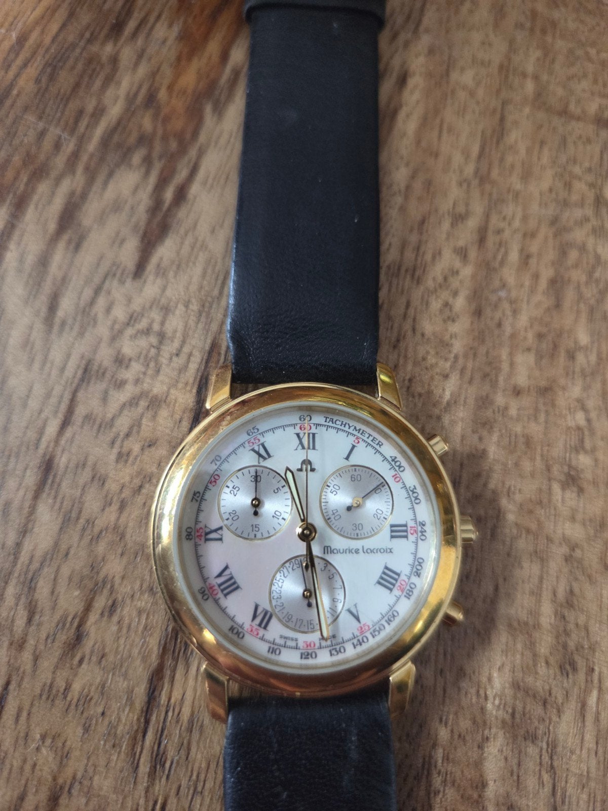 Prachtige Maurice Lacroix Chronograph (Ref. 33734) – Klassie, Sieraden, Tassen en Uiterlijk, Ophalen of Verzenden, Leer, Overige merken