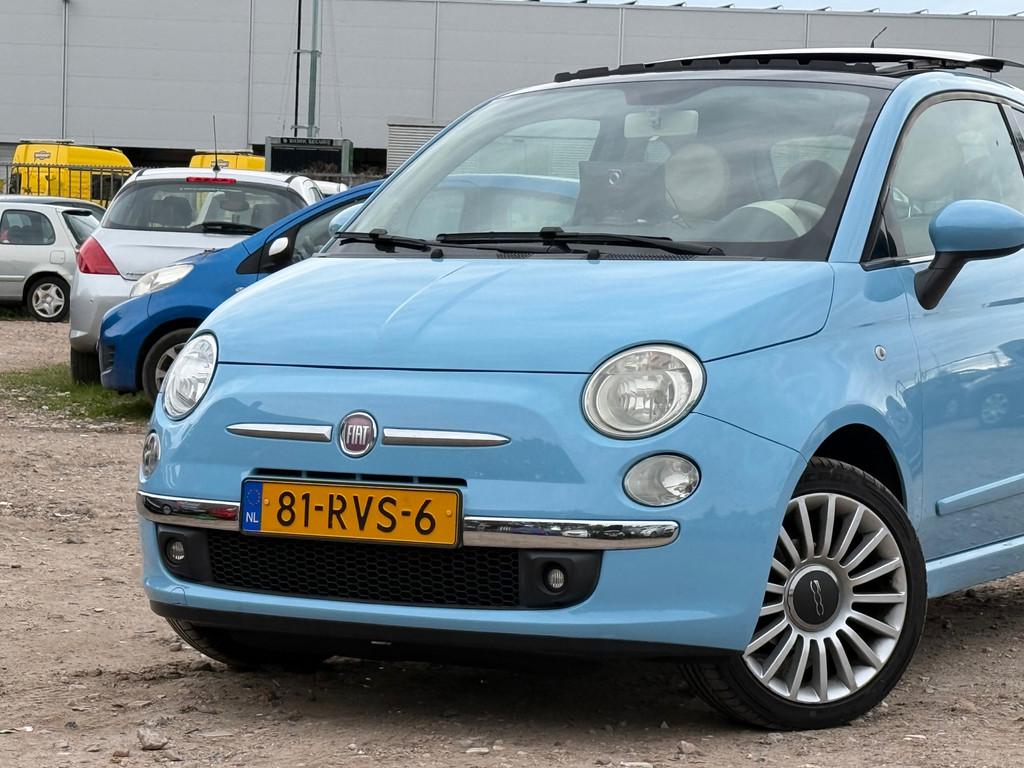 Fiat 500 1.2 Lounge/PANO/BABYBLAUW, Auto's, Euro 5, Gebruikt, 1242 cc, 4 cilinders