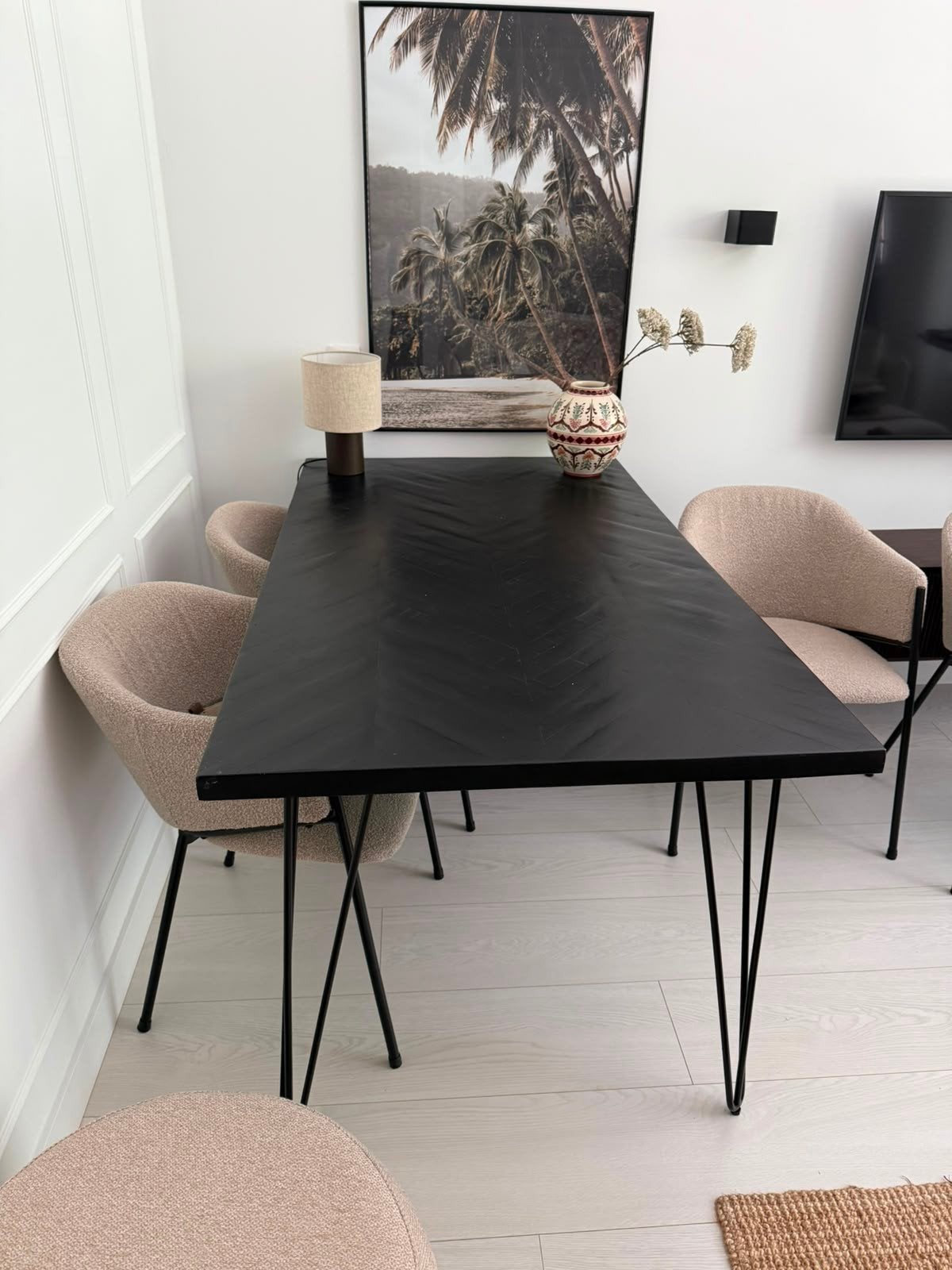 eettafel visgraat mangohout, Huis en Inrichting, Tafels | Eettafels, Zo goed als nieuw, 50 tot 100 cm, 200 cm of meer, Rechthoekig