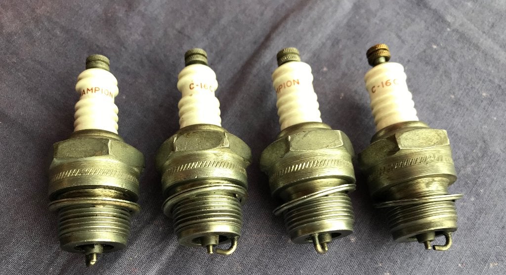 4 x CHAMPION C-16C oldtimer bougies , 22 mm, gebruikt, Ophalen of Verzenden