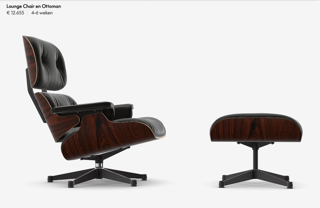 Eames Lounge Chair, Ophalen, Klassiek, Zo goed als nieuw, 50 tot 75 cm
