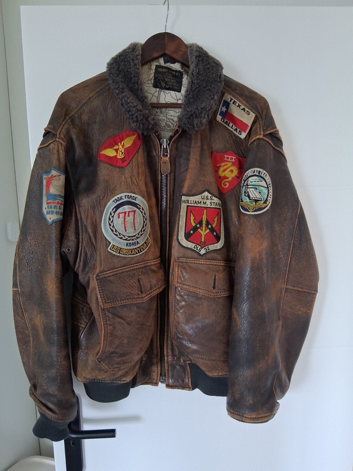 Vintage Avirex G-1 US Navy Leren Pilotenjack - Maat L, Maat 52/54 (L), Ophalen of Verzenden, Gedragen, Avirex