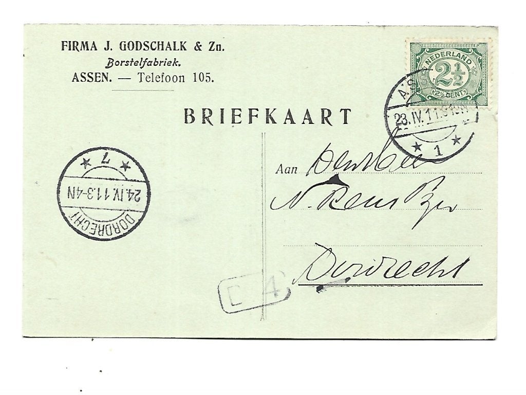 Assen -Firma J.Godschalk & Zn, Verzenden, Briefkaart