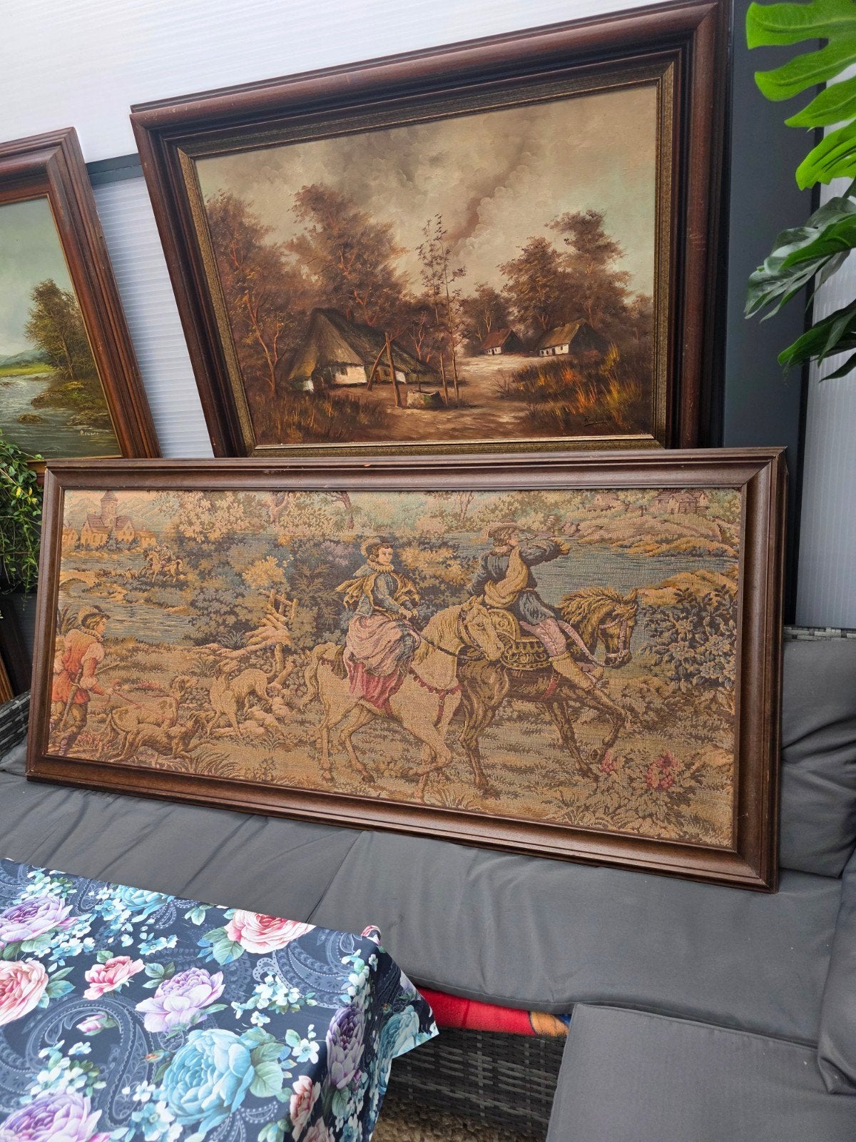 Gobelin met jachtscène en ruiters 165×80cm, Ophalen