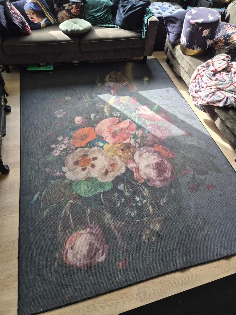 Vloerkleed 2x3 meter met bloemenprint, Ophalen, Klassiek, Bloemenprint, Gebruikt, 200 cm of meer