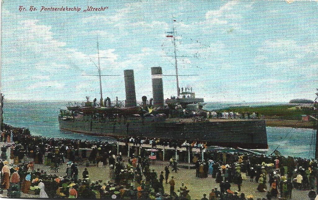 Scheepvaart;  Marine Hr. Hs. Pantserdekschip Utrecht, Verzamelen, Ansichtkaarten | Themakaarten, Verzenden, Voor 1920, Gelopen
