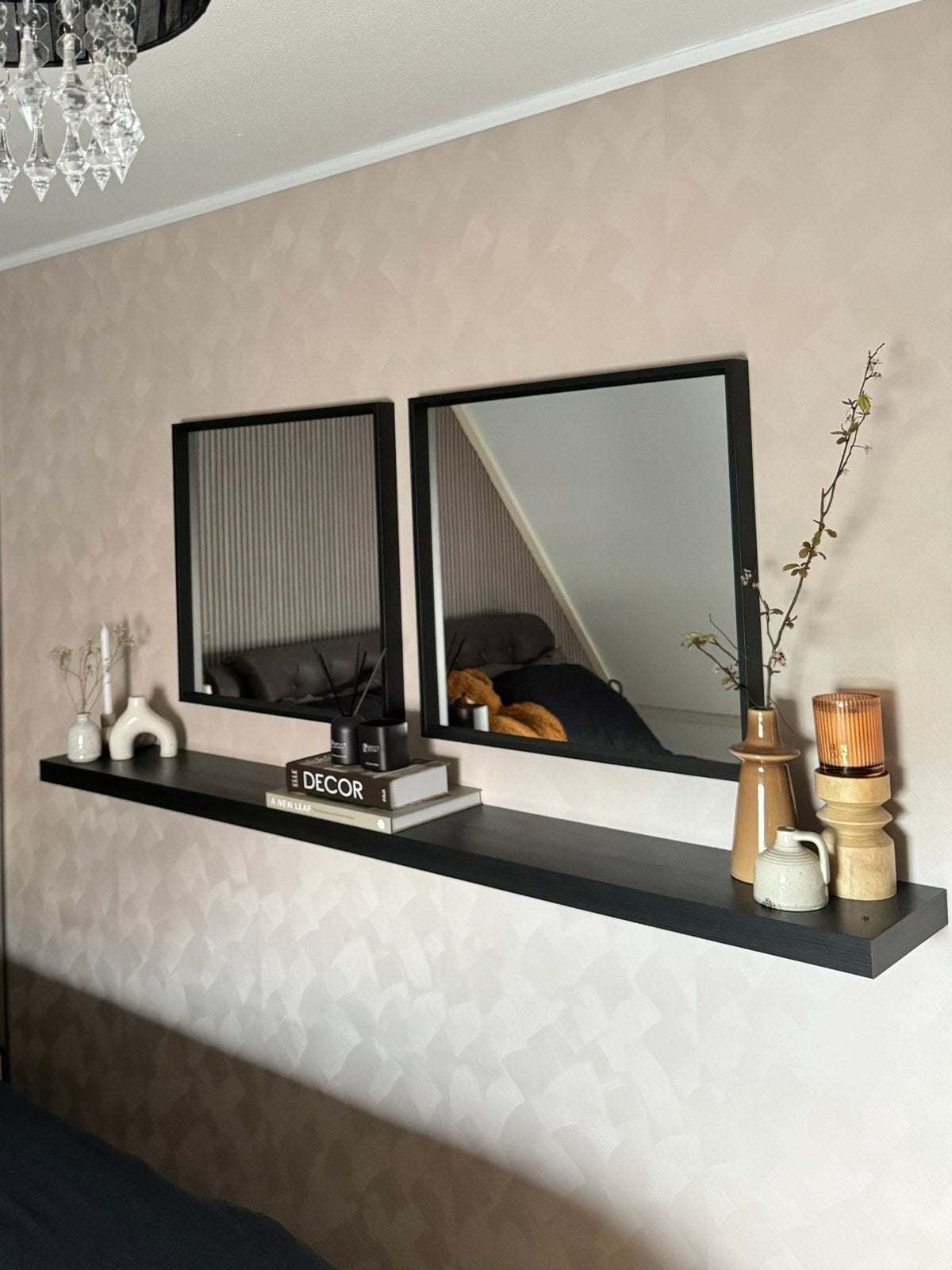 IKEA NISSEDAL spiegels + LACK plank, Ophalen, Zo goed als nieuw, Minder dan 100 cm, Rechthoekig