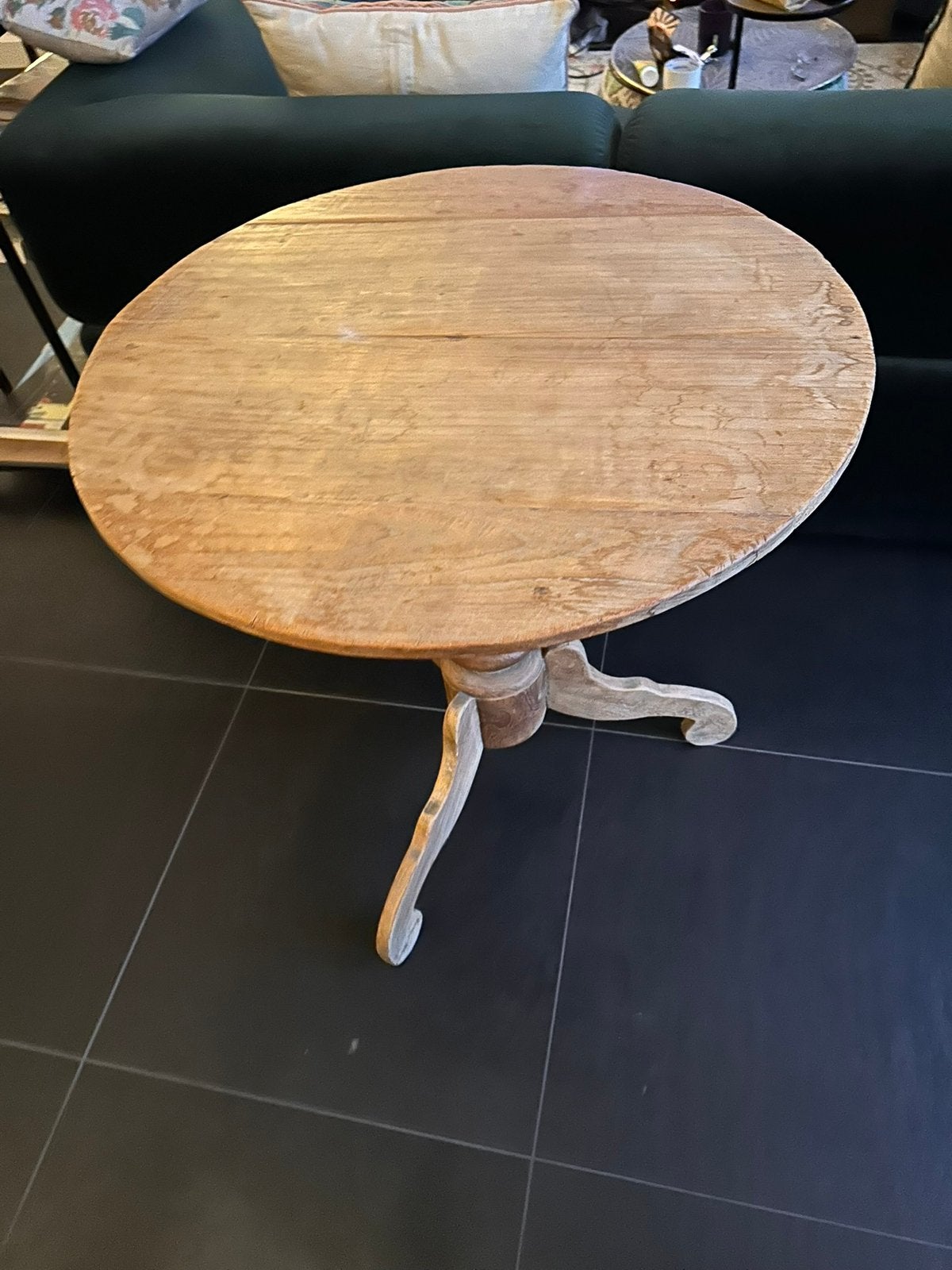 Franse antieke wijntafel/ ronde tafel 70 cm- brocante, Huis en Inrichting, Ophalen, 50 tot 100 cm, Rond, Zo goed als nieuw