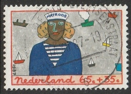 Nederland 1987 1388 Kind 65c, Matroos, Gest, Postzegels en Munten, Postzegels | Nederland, Ophalen of Verzenden, Na 1940, Gestempeld