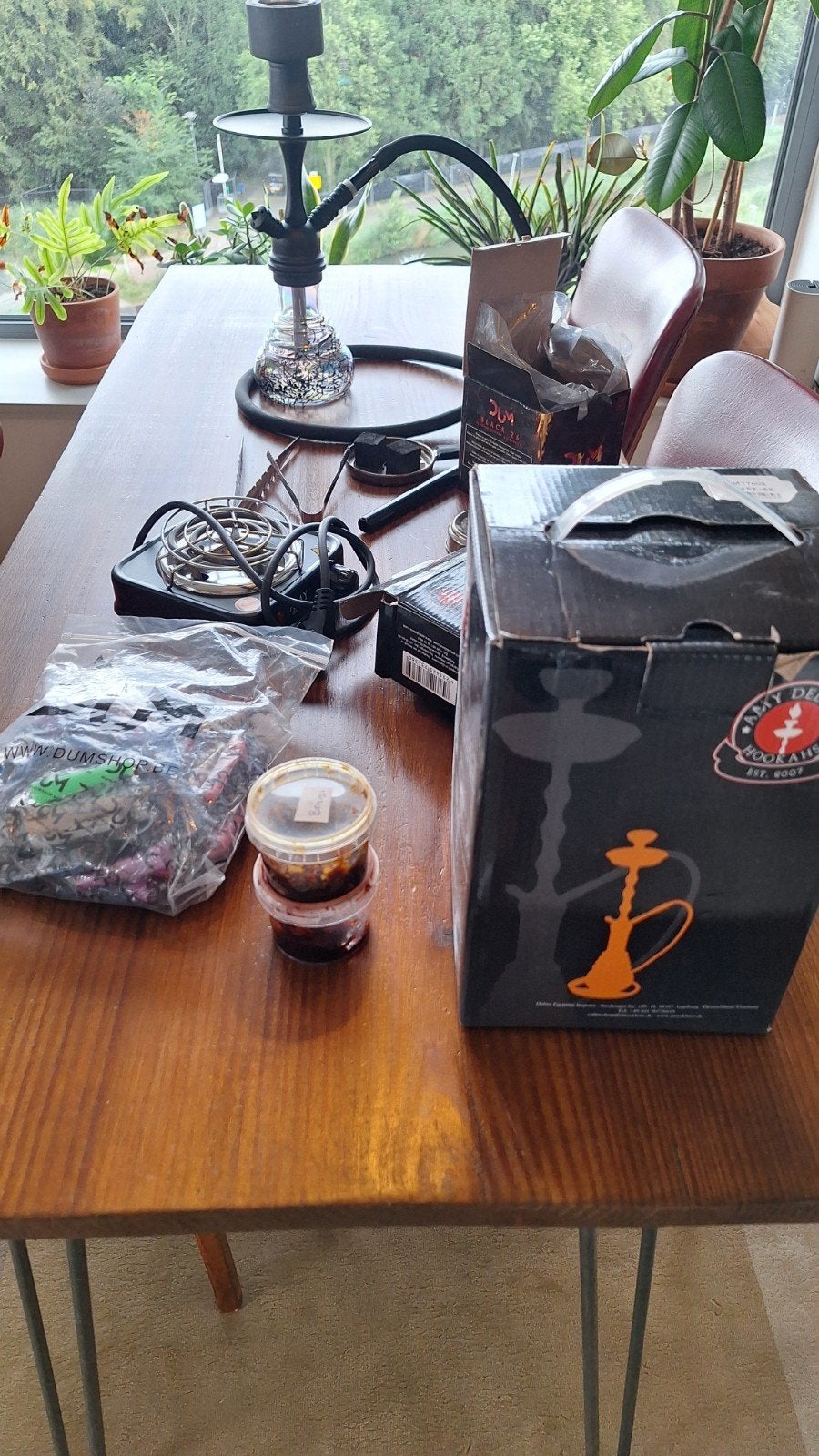 waterpijp shisha Amy Deluxe hookah set met accessoires, Ophalen of Verzenden, Gebruikt, (Water)pijp