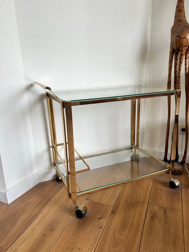Gouden bar cart trolley, Ophalen, Gebruikt, Metaal of Aluminium, 55 tot 75 cm