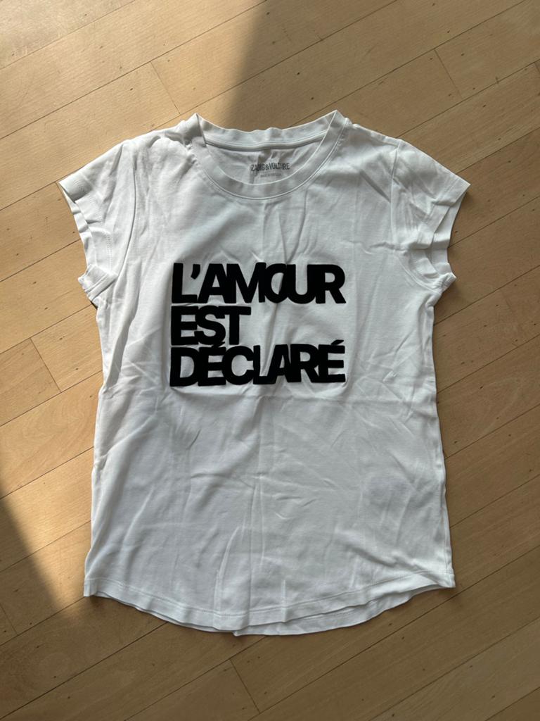 Zadig & Voltaire T-shirt 'L'amour est déclaré' - Maat S, Wit, Nieuw, Ophalen of Verzenden, Korte mouw