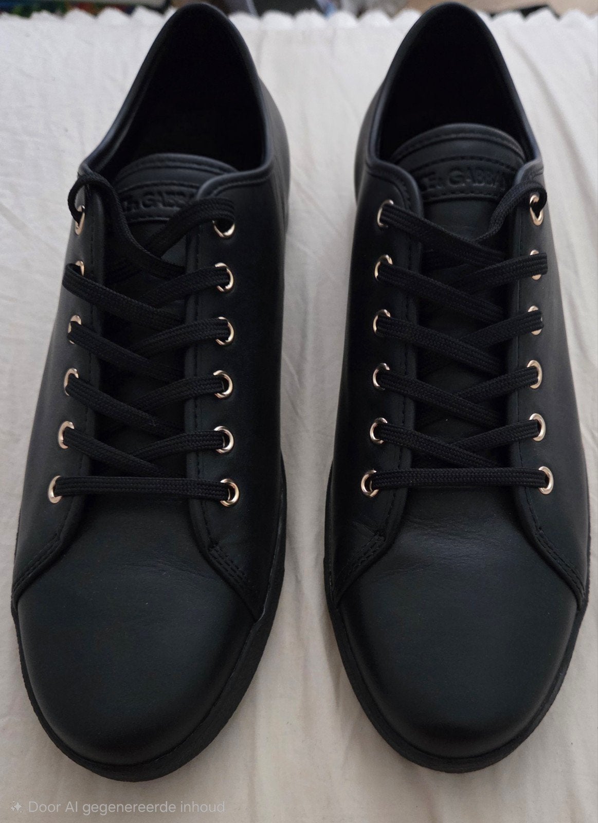 Dolce & Gabbana Zwarte Leren Sneakers, Dolce & Gabbana, Zwart, Nieuw, Ophalen of Verzenden