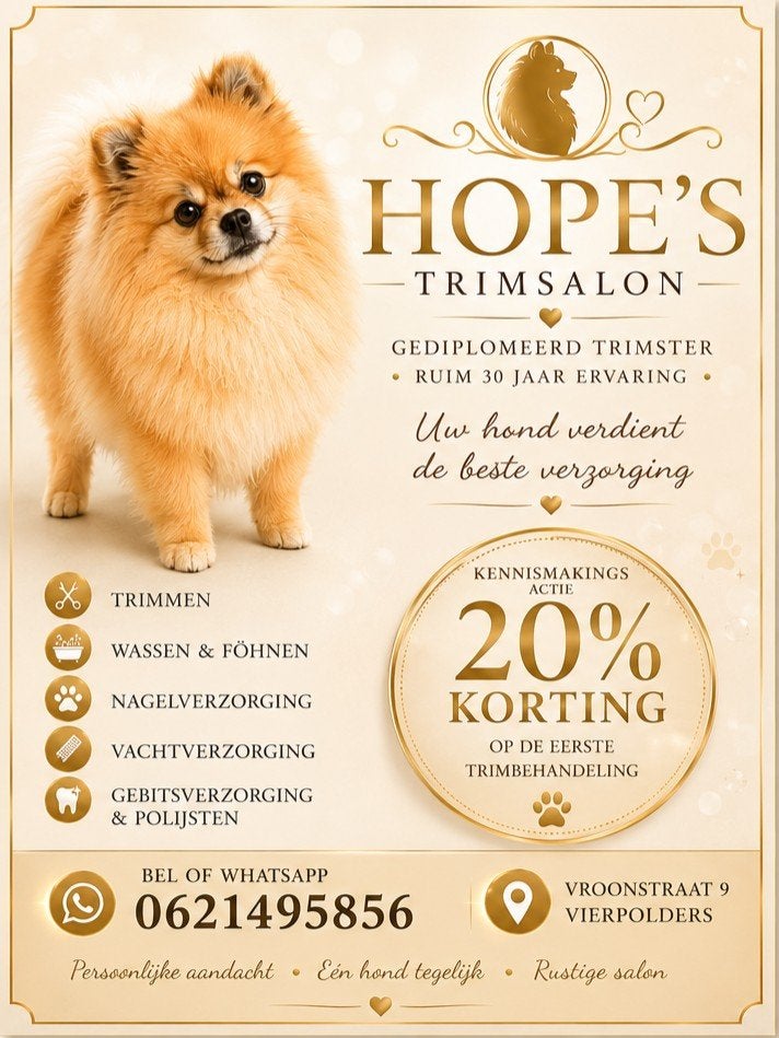 Nieuw in vierpolders Hope's trimsalon, Ophalen of Verzenden, Nieuw, Honden