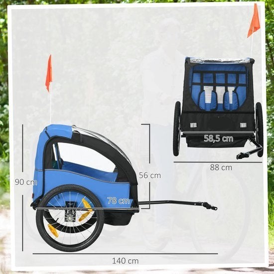 Fietskar - Fietsaanhanger - Transportaanhanger - 2-zits met, Corvance B.V., Verzenden, Nieuw, Corvancebol@gmail.com