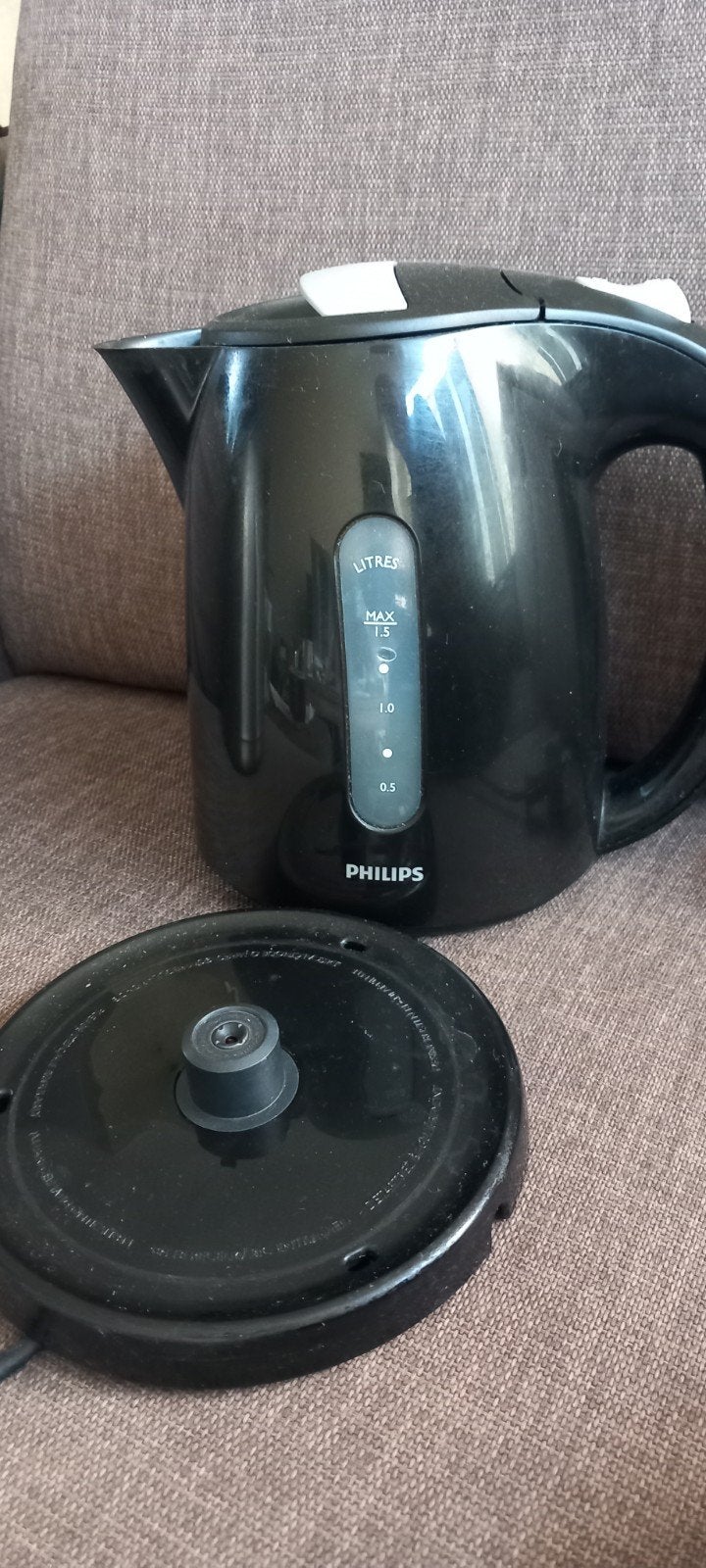 Draadloze zwarte Philips Waterkoker zwart - 1.5 Liter, 1 tot 2 liter, Ophalen of Verzenden, Gebruikt, Draadloos