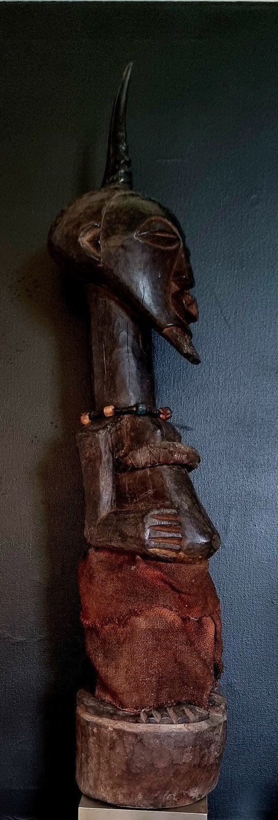 Authentiek Songye Power Figuur uit Afrika, Hout, Bruin, Afrika, Ophalen of Verzenden