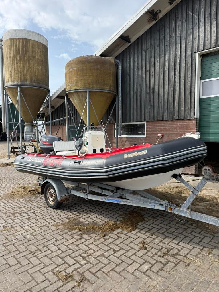 Bombard explorer DB500 yamaha 60pk uit 2003 met trailer, Watersport en Boten, Rubberboten, Ophalen, Gebruikt, Yamaha, Benzine