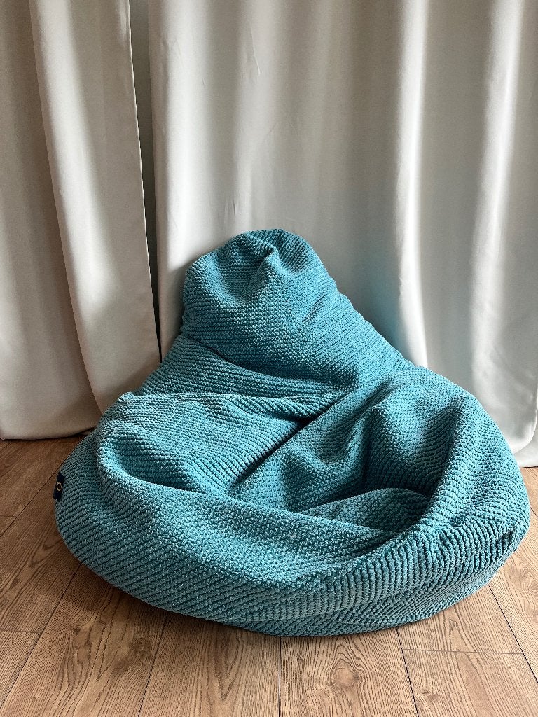 Loft25 Bean Bag — Chunky Teal Knit, Adult Size, Ophalen of Verzenden, Gebruikt, Blauw, Zitzak