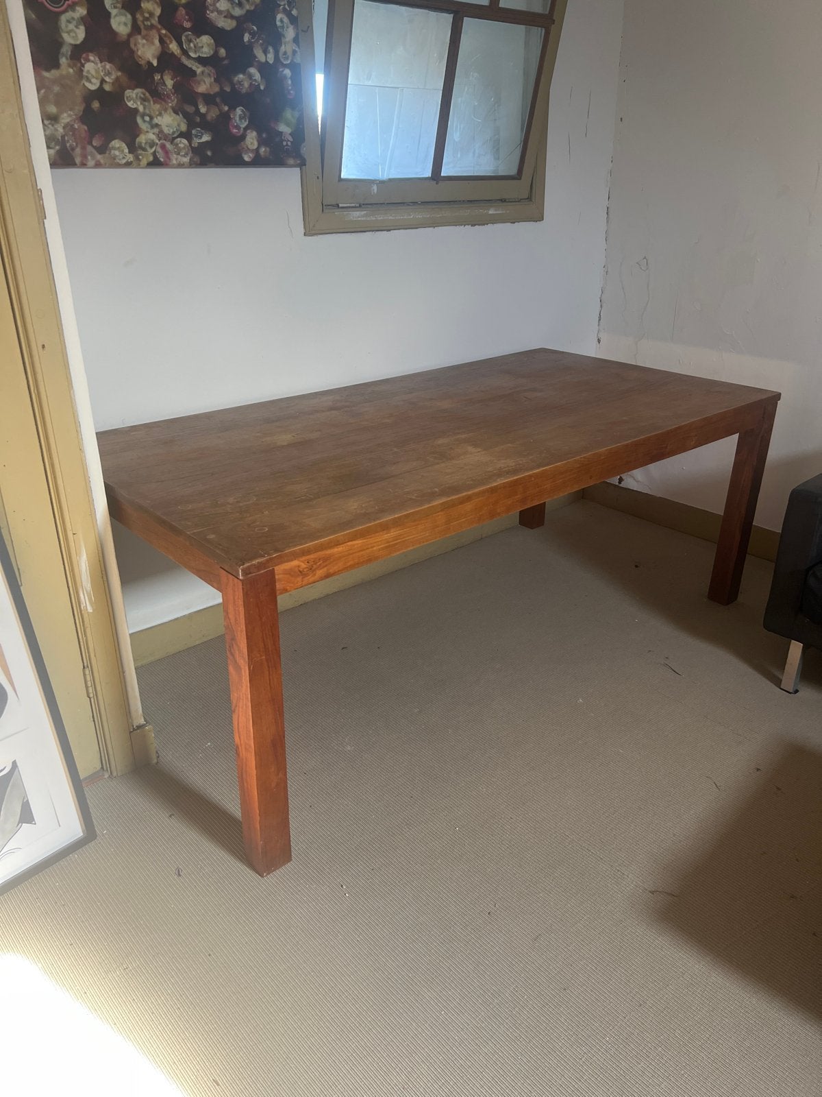 Houten eettafel 100x200cm, Ophalen, Gebruikt, 50 tot 100 cm, Vijf personen of meer