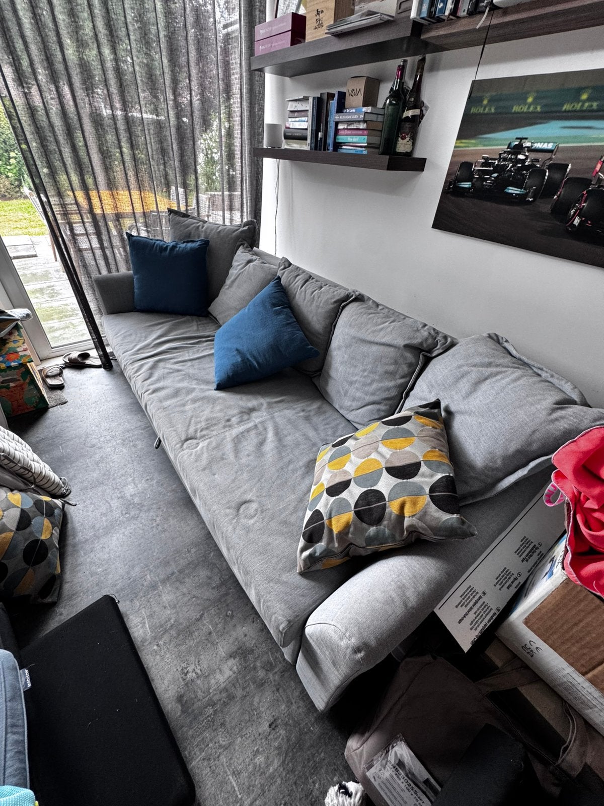 Ikea Holmsund 3-zits slaapbank; grijs, Ophalen, Tweepersoons, 140 cm, Zo goed als nieuw
